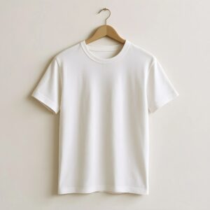 KUSHS minimalist tee mockup on neutral studio background