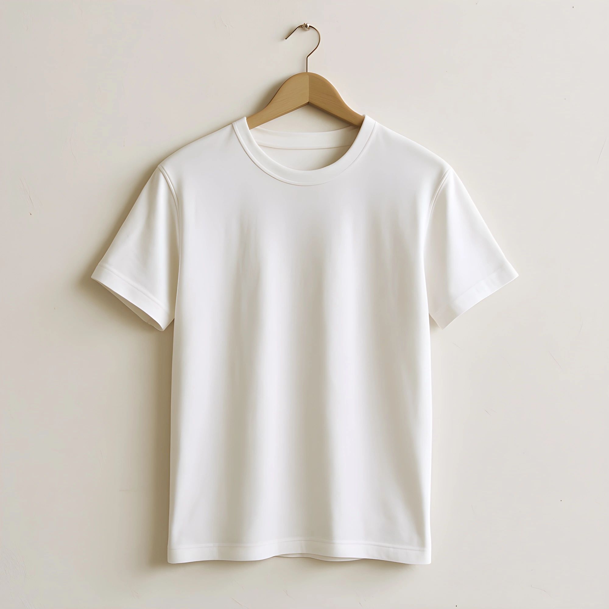 KUSHS minimalist tee mockup on a neutral studio background