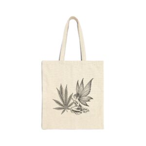 Fairy and Cannabis Leaf Cotton Canvas Tote Bag