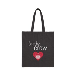 Bride Cannabis Leaf Tote Bag (AOP) red heart with white leaf