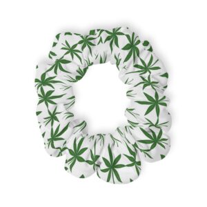 Leaf Print Scrunchie — Green Cannabis Leaf Hair Accessory